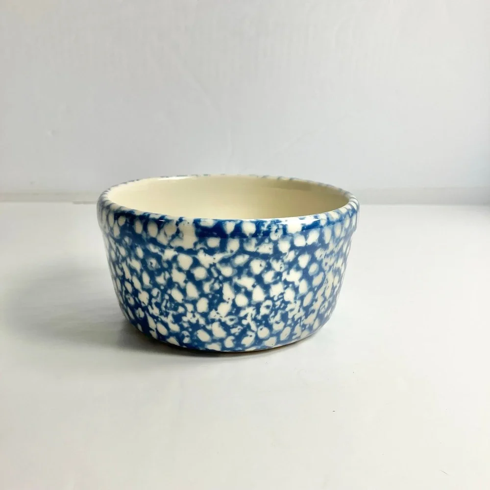 Roseville Blue Spongeware Pottery Dish/Bowl by Gerald E. Henn